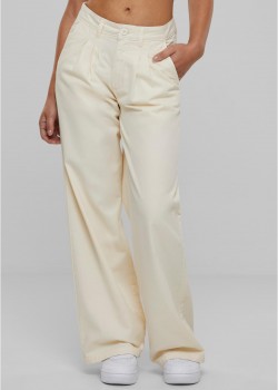 Дамски панталон в цвят пясък Urban Classics Organic Pleated Cotton  Дамски панталон в цвят пясък Urban Classics Organic Pleated Cotton