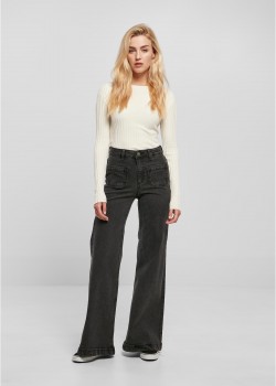 Дамски дънки с висока талия в черен цвят Urban Classics Denim Pants Дамски дънки с висока талия в черен цвят Urban Classics Denim Pants