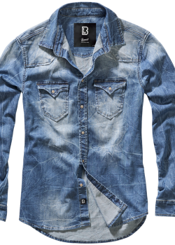 Мъжка дънкова риза в син цвят Brandit blue washed   Мъжка дънкова риза в син цвят Brandit blue washed