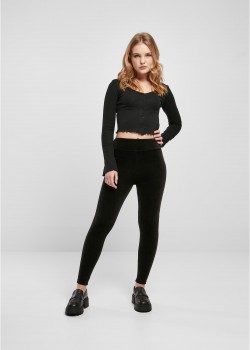 Дамски клин в черен цвят Urban Classics High Waist Velvet Leggings Дамски клин в черен цвят Urban Classics High Waist Velvet Leggings