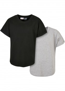 Пакет от 2 броя тениски момчетаBoys Long Shaped Turnup Tee 2-Pack grey+black 158/164 Пакет от 2 броя тениски момчетаBoys Long Shaped Turnup Tee 2-Pack grey+black 158/164