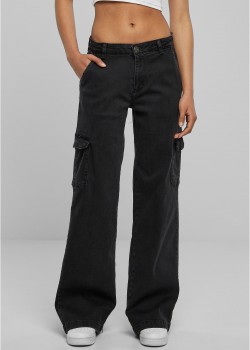 Дамски Дънки с Висока ТалияLadies High Waist Straight Denim Cargo Pants black washed 29 Дамски Дънки с Висока ТалияLadies High Waist Straight Denim Cargo Pants black washed 29
