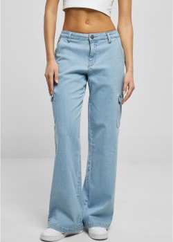 Дамски Дънки с Висока ТалияLadies High Waist Straight Denim Cargo Pants lighter washed 29 Дамски Дънки с Висока ТалияLadies High Waist Straight Denim Cargo Pants lighter washed 29