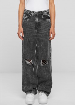 Дамски Дънки Ladies Distressed 90's Wide Leg Denim Pants black charcoal washed 29 Дамски Дънки Ladies Distressed 90's Wide Leg Denim Pants black charcoal washed 29
