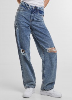 Дамски Дънки Ladies Distressed 90's Wide Leg Denim Pants vintage lightblue washed 29 Дамски Дънки Ladies Distressed 90's Wide Leg Denim Pants vintage lightblue washed 29