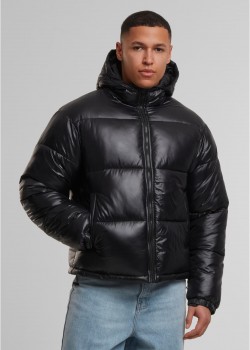 Мъжко Пухено Яке Shiny Puffer Jacket With Hood black XXL Мъжко Пухено Яке Shiny Puffer Jacket With Hood black XXL