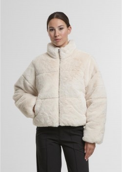 Мъжко Пухено Яке Ladies Short Faux Fur Puffer Jacket whitesand XS Мъжко Пухено Яке Ladies Short Faux Fur Puffer Jacket whitesand XS
