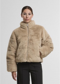 Мъжко Пухено Яке Ladies Short Faux Fur Puffer Jacket wetsand XS Мъжко Пухено Яке Ladies Short Faux Fur Puffer Jacket wetsand XS