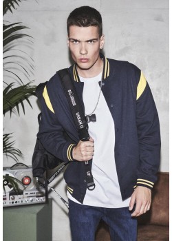 Мъжко колежанско яке Urban Classics Inset navychrome-yellow