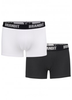 Два чифта боксерки в бял и черен цвят Brandit Boxershorts Logo 2er Pack wht/blk 