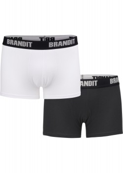 Два чифта боксерки в бял и черен цвят Brandit Boxershorts Logo 2er Pack wht/blk 
