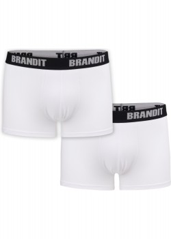 Два чифта боксерки в бял цвят Brandit Boxershorts Logo 2er Pack wht/wht 