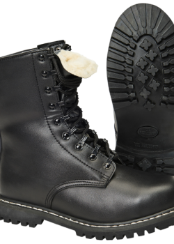 Бойни кубинки естествена кожа с подплата в черно Brandit Para Boot