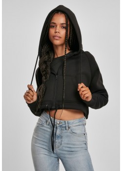 Къс дамски суичър с цип Urban Classics в черно