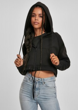 Къс дамски суичър с цип Urban Classics в черно