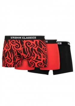 Комплект 3 чифта боксерки Urban Classics /tribal aop popred black 