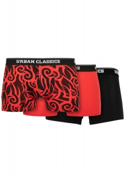 Комплект 3 чифта боксерки Urban Classics /tribal aop popred black 