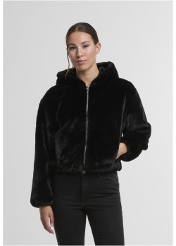 Суичър Ladies Full Zip Faux Fur Hoodie black XS