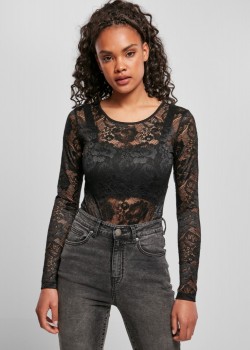 Дамско дантелено боди в черен цвят Urban Classics