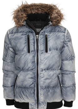 Мъжко зимно яке с пухена качулка Urban Classics denimblue