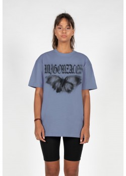 Овърсайз тениска MJG Heavy Oversized Tee Ladies - BUTTERFLY ILLUSION vintageblue XXL
