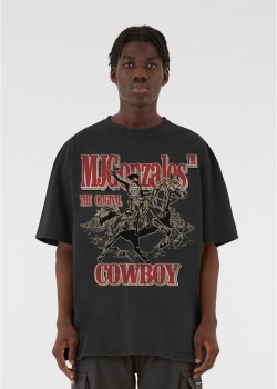 Овърсайз тениска MJG Heavy Oversized Acid Wasehd Tee - Ranch Rebel black XXL