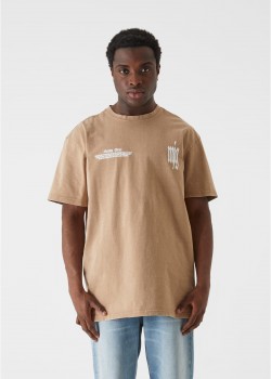 Овърсайз тениска MJG Heavy Oversized Acid Washed Tee - Inferno Butterfly unionbeige XXL