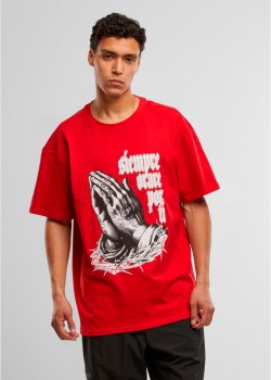 Овърсайз тениска MJG Heavy Oversized Tee - Pray for you cityred XXL
