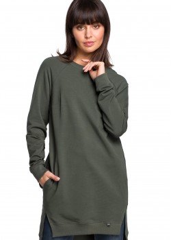 Дълга блуза в тъмнозелен цвят B101