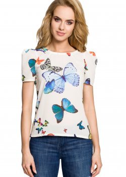 Елегантна блуза с къс ръкав в цвят екрю M220