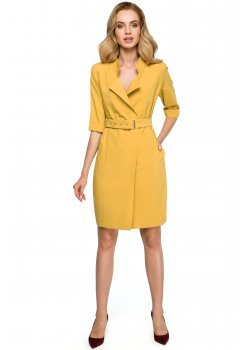 Елегантна къса рокля в жълт цвят S120 