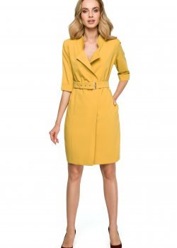 Елегантна къса рокля в жълт цвят S120 