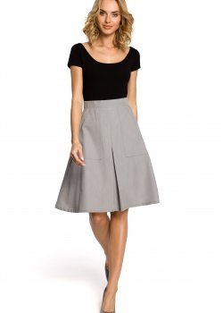 Елегантна пола с висока талия в сив цвят M184