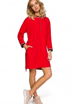 Ежедневна рокля в червен цвят M402