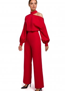 Гащеризон с буфан ръкав в червен цвят M528 