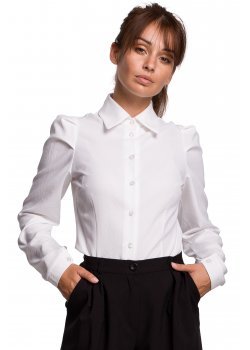 Класическа риза с дълги ръкави в бял цвят B165