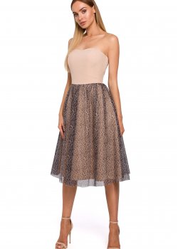 Рокля тип бюстие в бежово M482