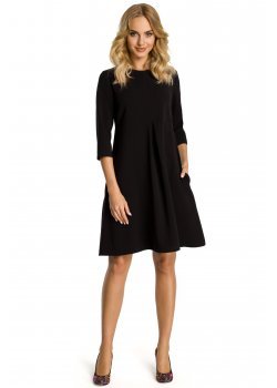 Рокля тип плисе в черен цвят M338