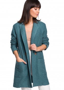 Стилен блейзър в цвят тюркоаз с джобове B099