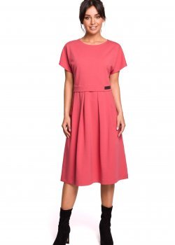 Стилна рокля в корал цвят B134