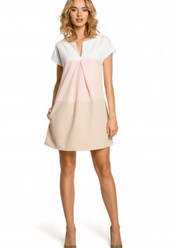 Трапецовидна мини рокля в цвят пудра M105