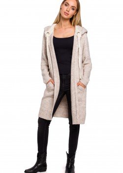 Жилетка с качулка в бежов цвят M474