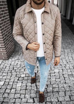 Мъжко преходно яке в бежов цвят O/5619