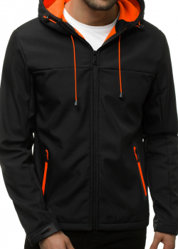 Мъжко спортно преходно яке с качулка в черен цвят JS/KS2196