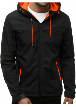 Мъжко спортно преходно яке с качулка в черен цвят JS/KS2196 Мъжко спортно преходно яке с качулка в черен цвят JS/KS2196
