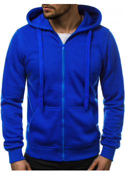 Мъжки спортен суичър с цип в цвят кобалт JS/2008